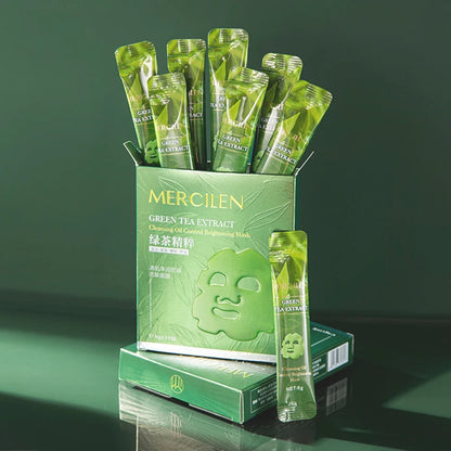 10pcs Mercilen Green Tea Peeling Facial Masks Moisturizing Hydrating Anti-Aging Whitening Peel-Off Face Mask Tearing Masks