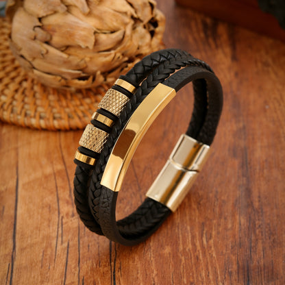 Handmade Three-layer Braided Leather Bracelet