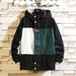Black Patchwork Block Military Sweatshirt Jackets For Men Autumn Hip Hop Japanese Hoodies Streetwear Loose Casual Hooded Jacket