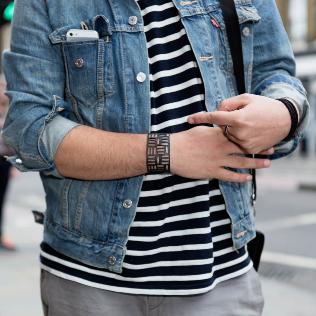 Sequence Recycled Rubber Geometric Bracelet-0