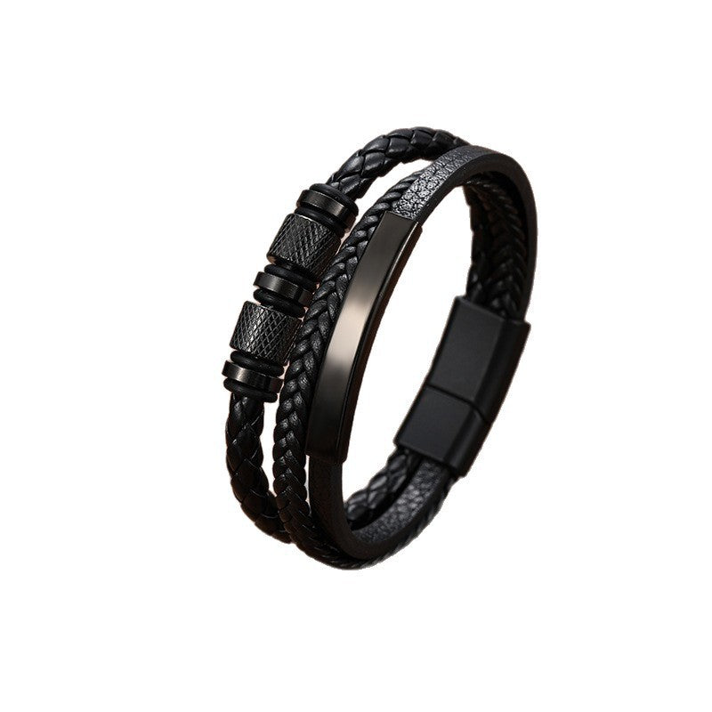 Handmade Three-layer Braided Leather Bracelet