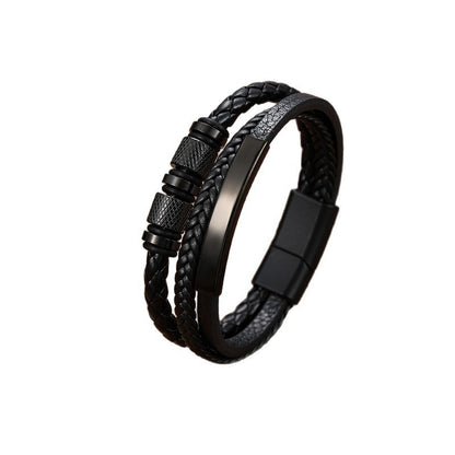 Handmade Three-layer Braided Leather Bracelet