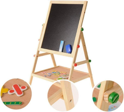 Kids 2 In 1 Wooden Blackboard Whiteboard Children Art Easel Chalk Drawing Board
