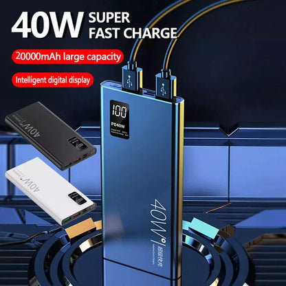 40W 20000mAh High-capacity Power Bank, Ultra-fast Charging, Compatible With IPhone, Samsung, Huawei And Other Mobile Phones.