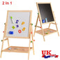 Kids 2 In 1 Wooden Blackboard Whiteboard Children Art Easel Chalk Drawing Board