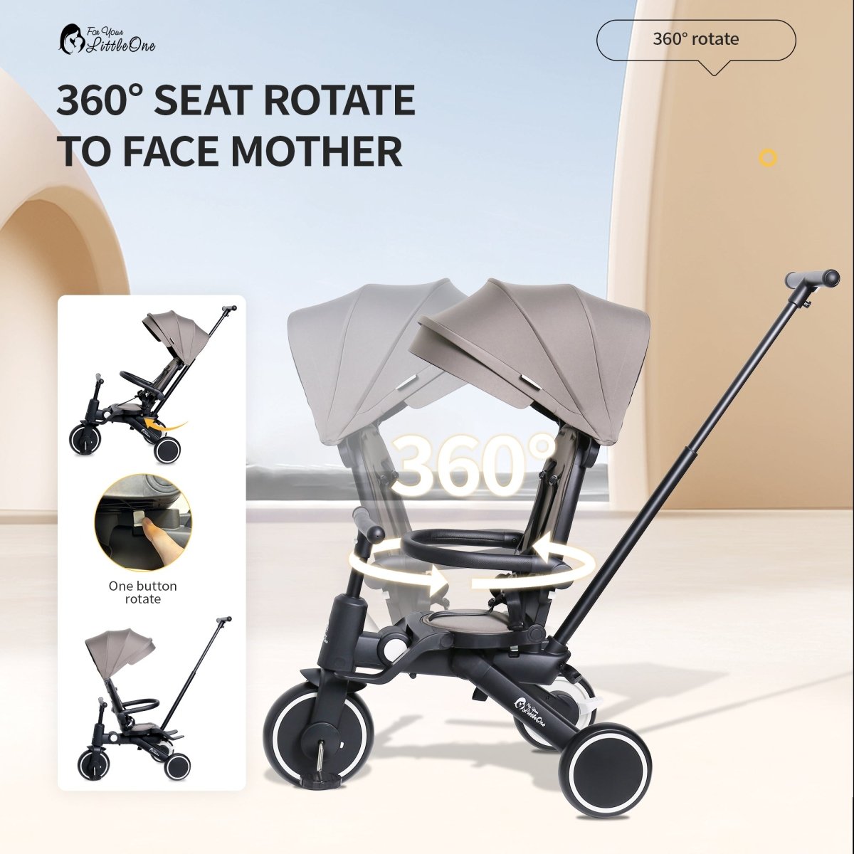Foryourlittleone Xplor 6 in 1 Foldable Trike - Pastel Pink (10m-5y)