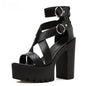Bound Strappy Buckle Platform Heel