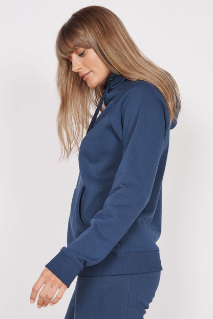 Lacey Navy Loungewear Cross Neck Hoodie