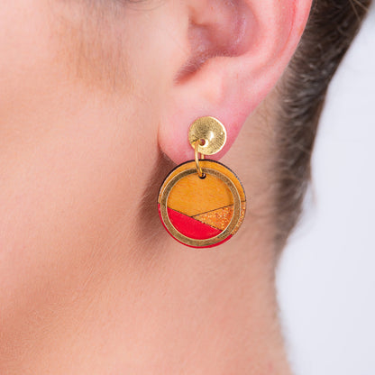Conture Recycled Wood Gold Plated Earrings (4 Colours Available)