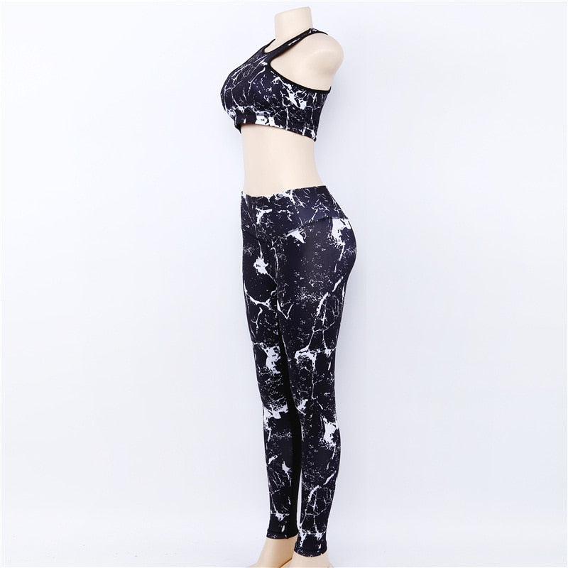 Sport Suit 3D Print Fitness Suit Leggings Breathable Yoga Set Sexy Running Workout Sportswear Tracksuit For Women Gym Clothing