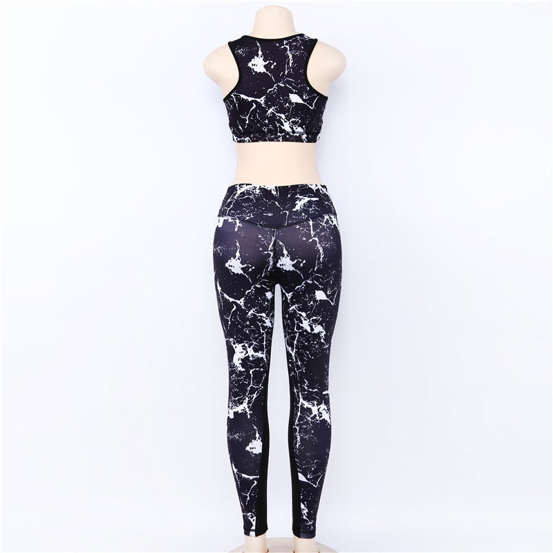 Sport Suit 3D Print Fitness Suit Leggings Breathable Yoga Set Sexy Running Workout Sportswear Tracksuit For Women Gym Clothing