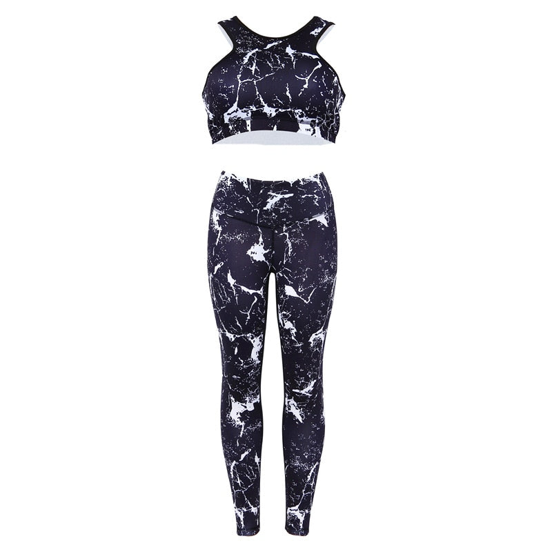 Sport Suit 3D Print Fitness Suit Leggings Breathable Yoga Set Sexy Running Workout Sportswear Tracksuit For Women Gym Clothing