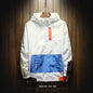 Spring Hip Hop Mens Hooded Windbreaker Jacket Patchwork Vintage Loose Track Hoodie Jacket Coats Streetwear Chaqueta hombre