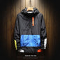 Spring Hip Hop Mens Hooded Windbreaker Jacket Patchwork Vintage Loose Track Hoodie Jacket Coats Streetwear Chaqueta hombre
