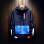 Spring Hip Hop Mens Hooded Windbreaker Jacket Patchwork Vintage Loose Track Hoodie Jacket Coats Streetwear Chaqueta hombre