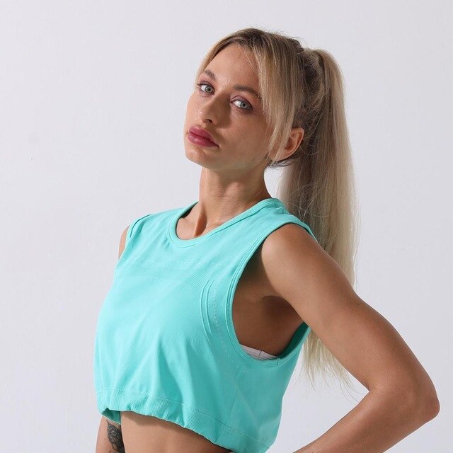Sportswear Yoga Set Women GYM Clothing Solid Loose Tank Drawstring Crop Top Leggings Set Workout Running Fitness Tracksuit