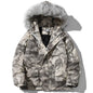 Hooded Parkas Winter Jacket Men Tie Dye Print Cargo Coats Jackets Retro Distressed Fashion Thicken Padded Outerwear Men