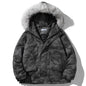 Hooded Parkas Winter Jacket Men Tie Dye Print Cargo Coats Jackets Retro Distressed Fashion Thicken Padded Outerwear Men