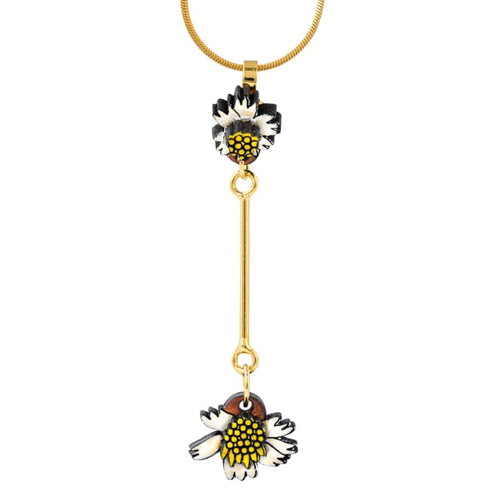 Pilosa Floral Reclaimed Wood Necklace-1
